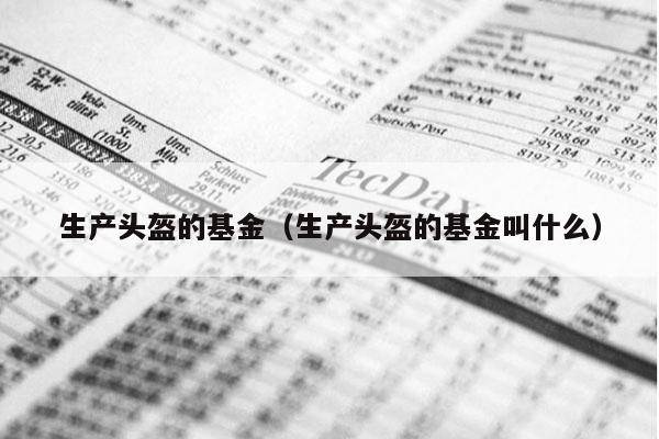 生产头盔的基金（生产头盔的基金叫什么）