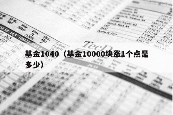 基金1040（基金10000块涨1个点是多少）
