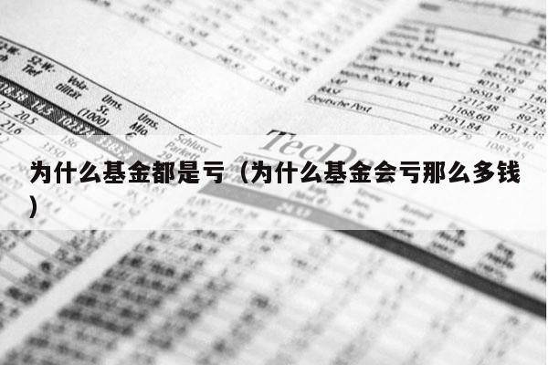 为什么基金都是亏（为什么基金会亏那么多钱）