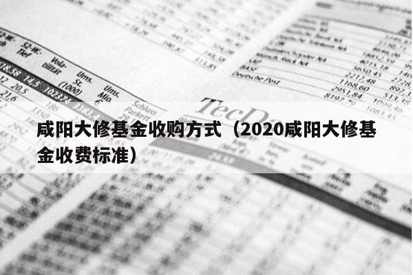 咸阳大修基金收购方式（2020咸阳大修基金收费标准）