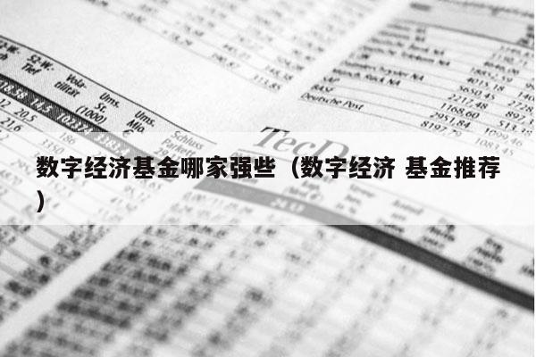 数字经济基金哪家强些（数字经济 基金推荐）