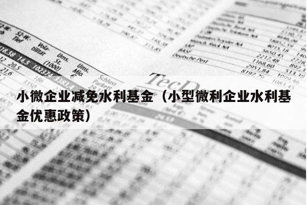 小微企业减免水利基金（小型微利企业水利基金优惠政策）