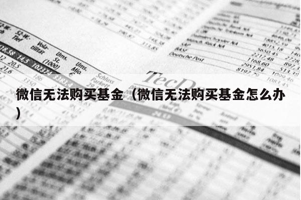微信无法购买基金（微信无法购买基金怎么办）