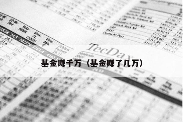 基金赚千万（基金赚了几万）