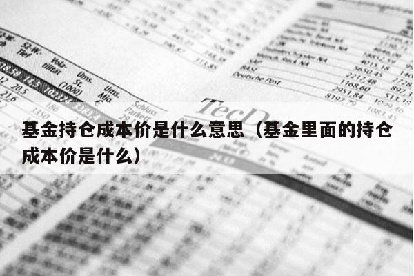 基金持仓成本价是什么意思（基金里面的持仓成本价是什么）