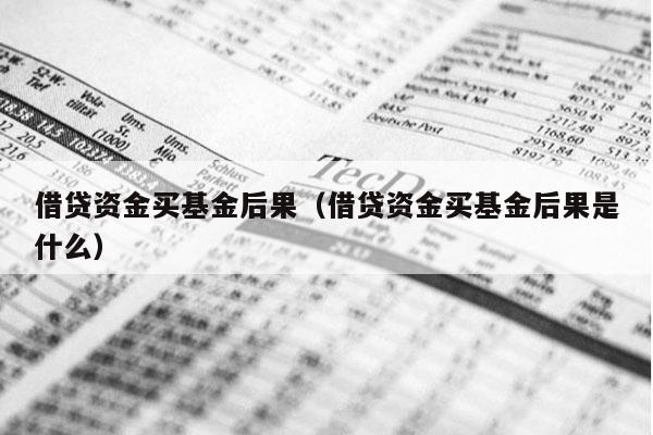 借贷资金买基金后果（借贷资金买基金后果是什么）