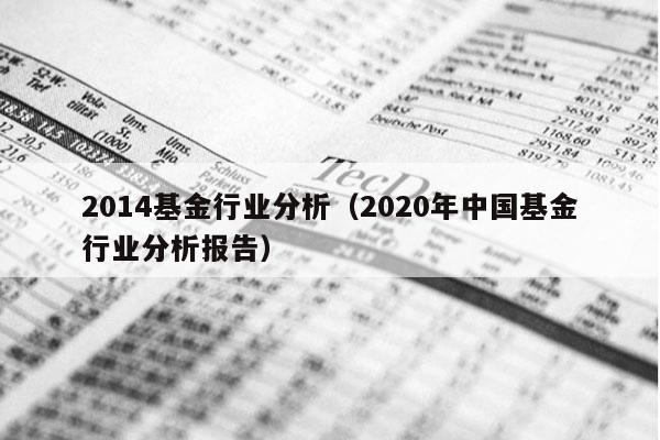 2014基金行业分析（2020年中国基金行业分析报告）