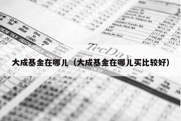 大成基金在哪儿（大成基金在哪儿买比较好）