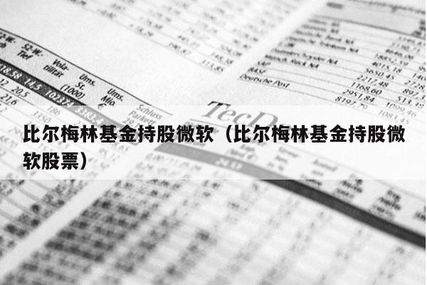 比尔梅林基金持股微软（比尔梅林基金持股微软股票）