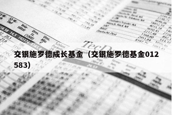 交银施罗德成长基金（交银施罗德基金012583）