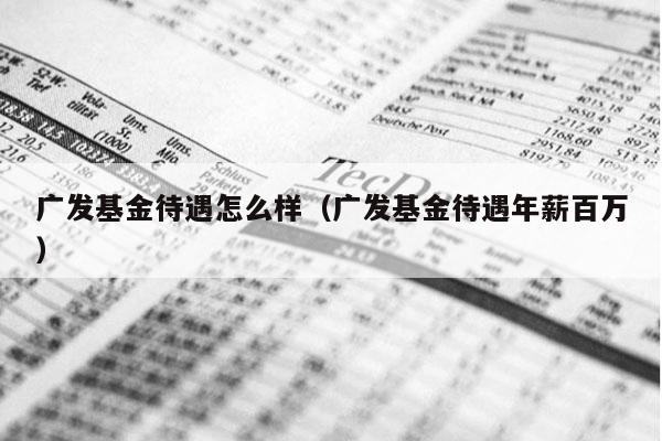 广发基金待遇怎么样（广发基金待遇年薪百万）