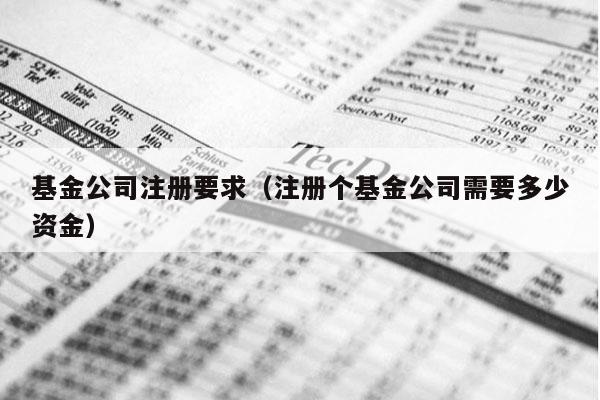基金公司注册要求（注册个基金公司需要多少资金）