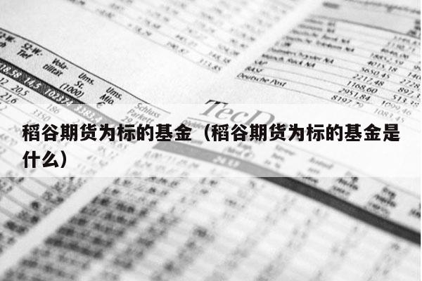 稻谷期货为标的基金（稻谷期货为标的基金是什么）