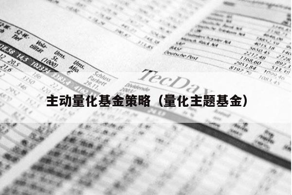 主动量化基金策略（量化主题基金）