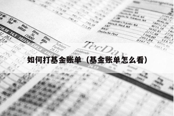 如何打基金账单（基金账单怎么看）