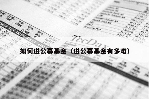 如何进公募基金（进公募基金有多难）