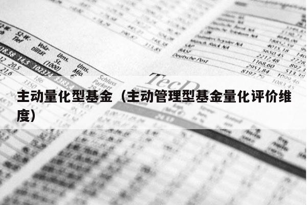 主动量化型基金（主动管理型基金量化评价维度）