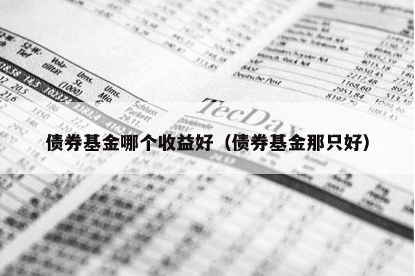 债券基金哪个收益好（债券基金那只好）