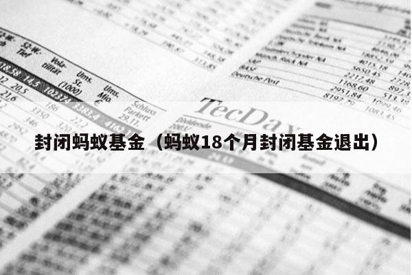 封闭蚂蚁基金（蚂蚁18个月封闭基金退出）