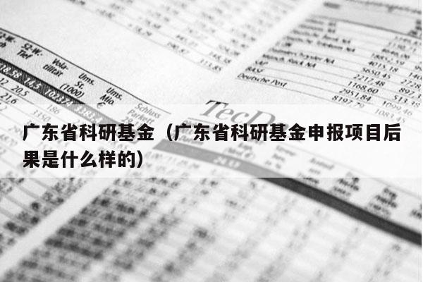 广东省科研基金（广东省科研基金申报项目后果是什么样的）